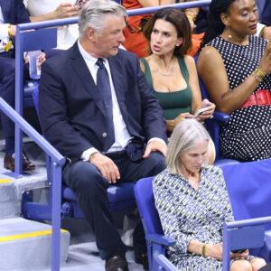 Alec and Hilaria Baldwin sharing a moment at the US Open.